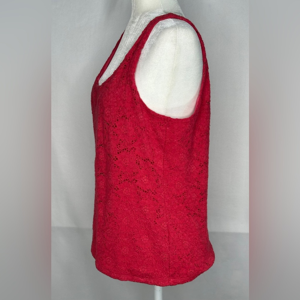 White House Black Market Fuchsia‎ Lace Tan Top Cottage-core Sz XL - Picture 7 of 7